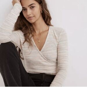 Madewell Space Dye Faux Wrap Top